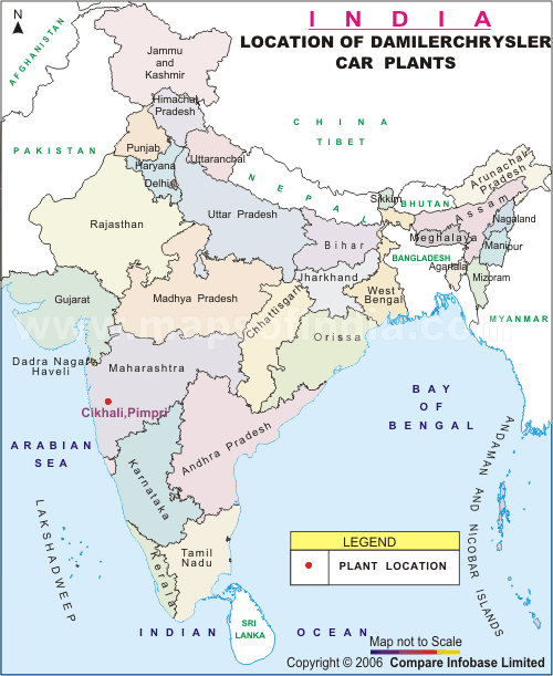 Locations of DaimlerChrysler India Private Ltd in India Map