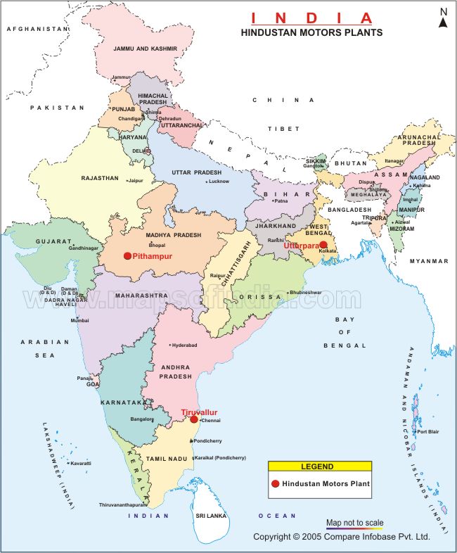 Locations of Hindustan Motors in India Map