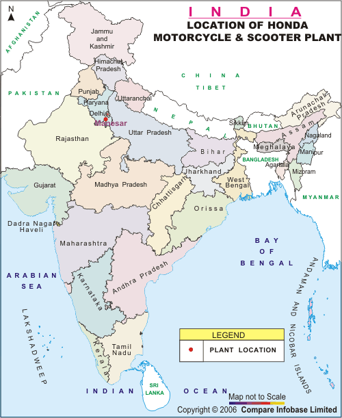 Locations of Honda Siel Cars India Ltd in India Map